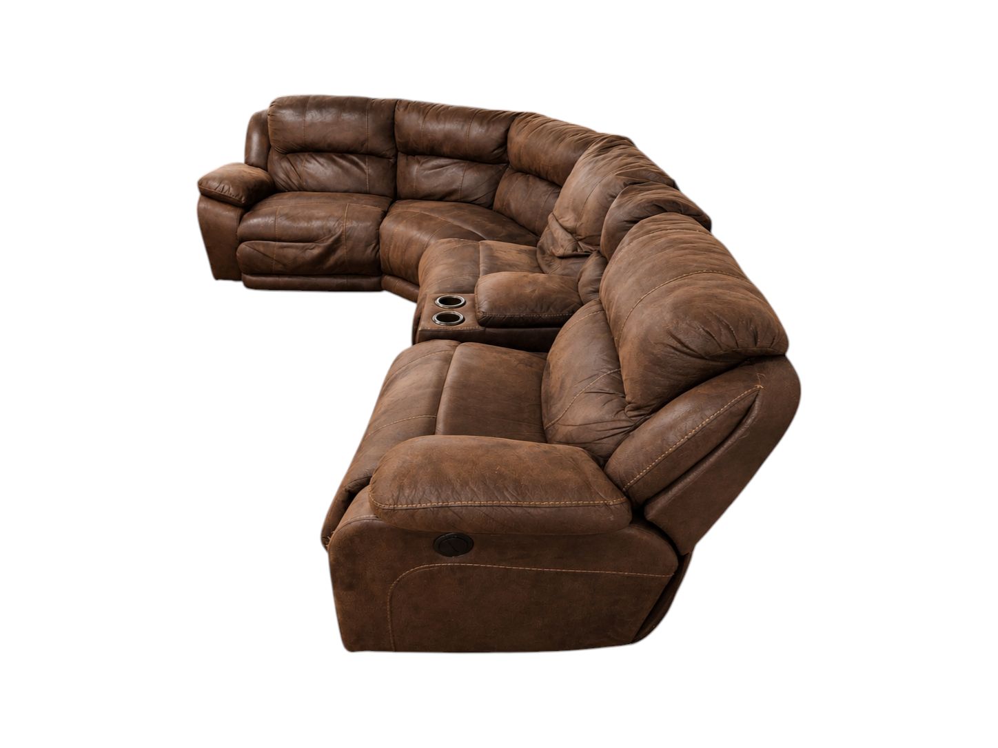 Dark Brown Sectional with Power Recliner & Console - Image 4
