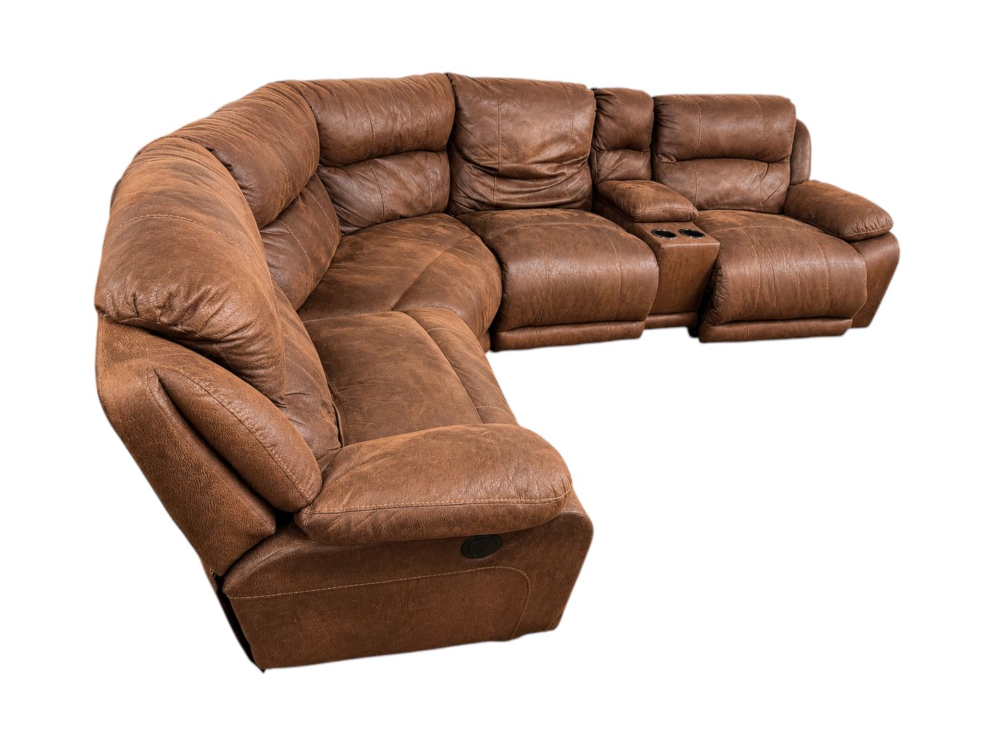 Dark Brown Sectional with Power Recliner & Console - Image 3