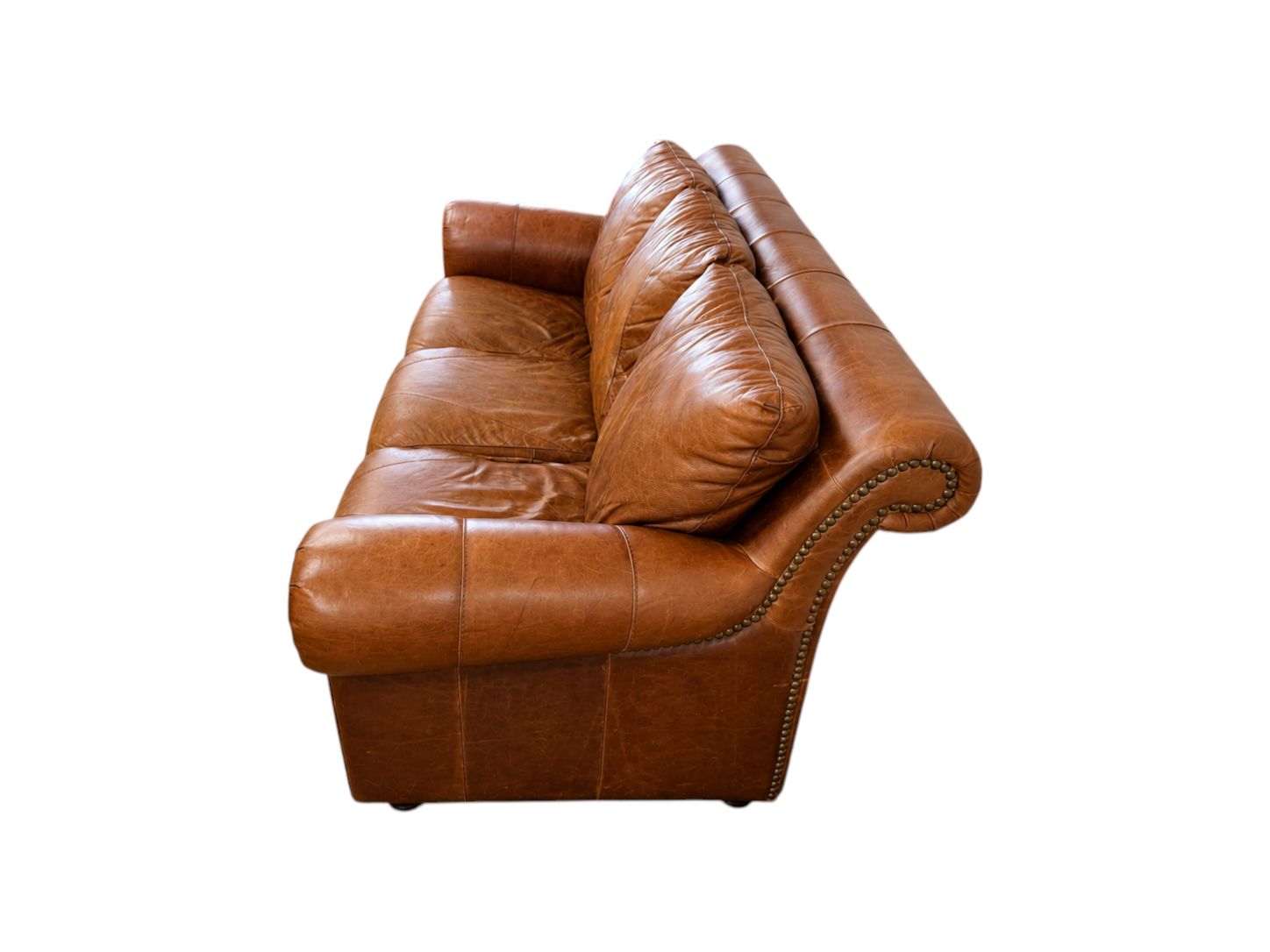 Caramel Genuine Leather Couch - Image 4