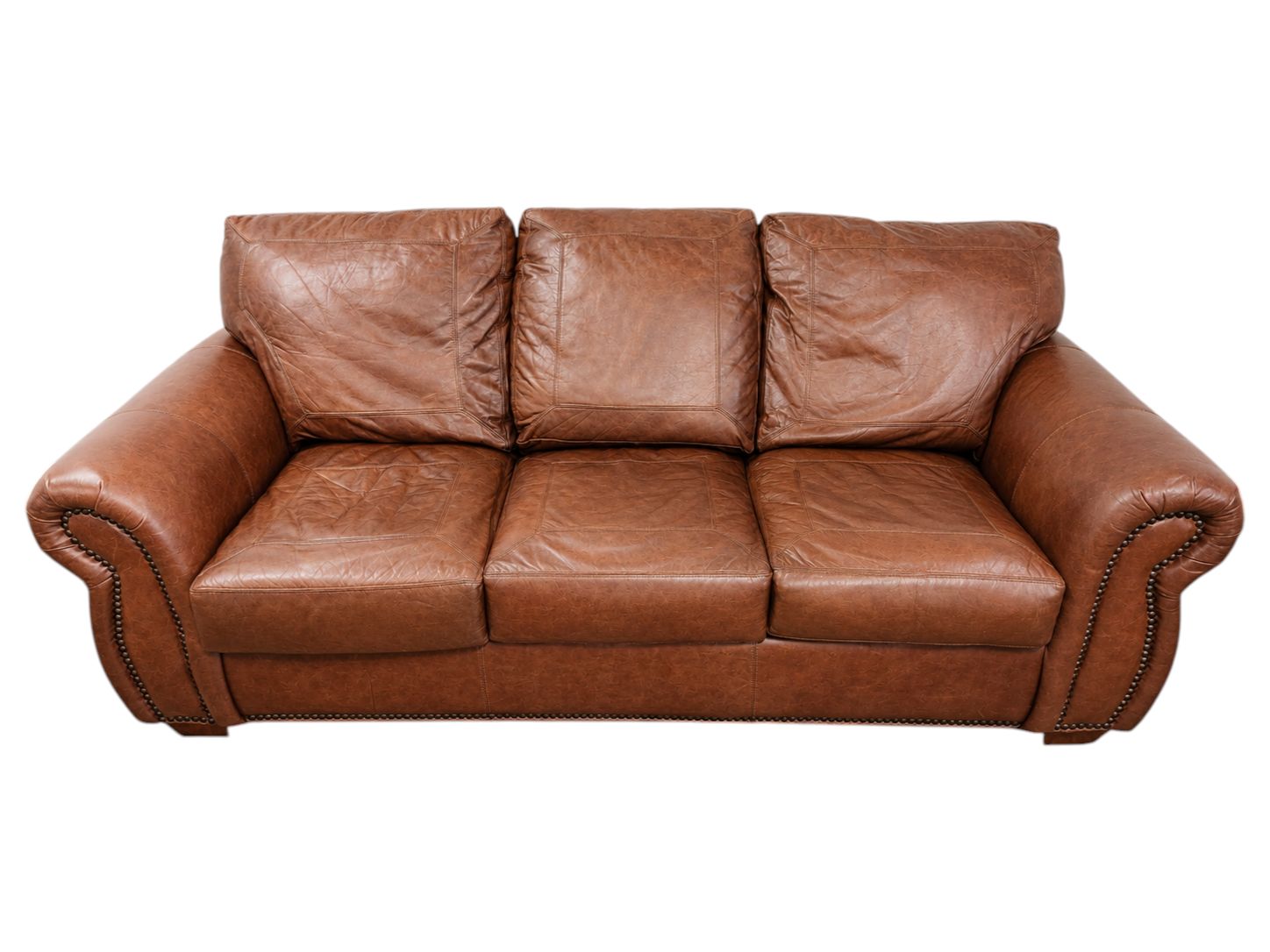 Classic London Walnut Leather 3-Seat Couch - Image 2