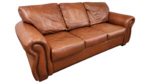 Classic London Walnut Leather 3-Seat Couch