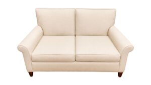 White Antique Patterned Fabric Loveseat