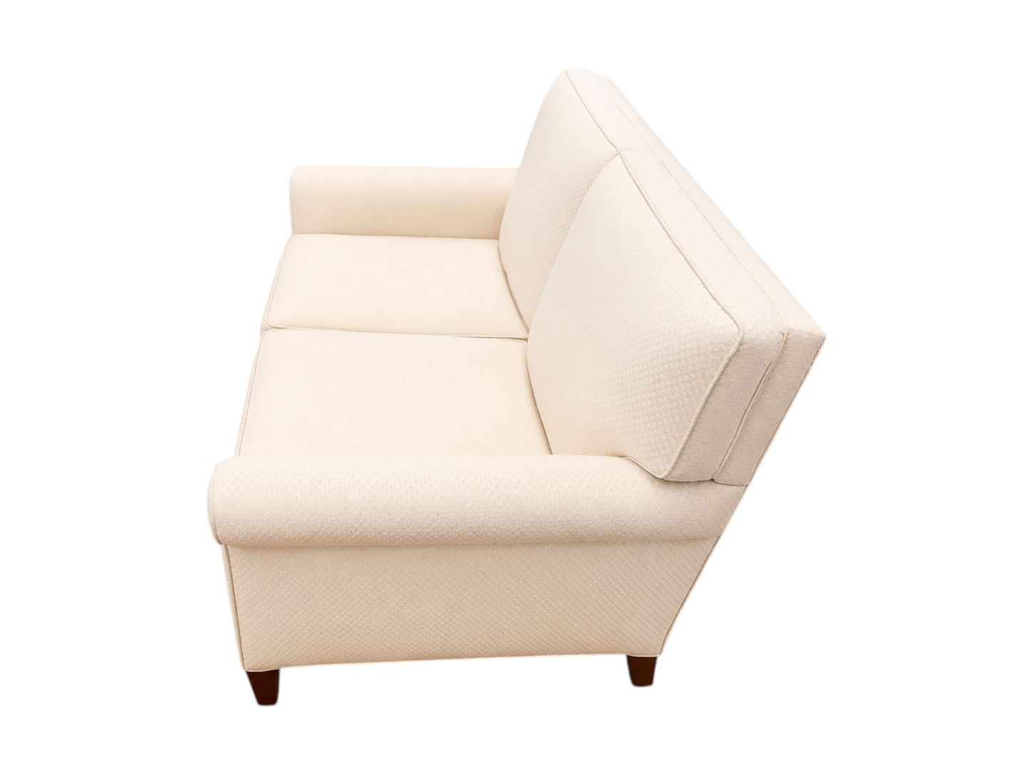 White Antique Patterned Fabric Loveseat - Image 4