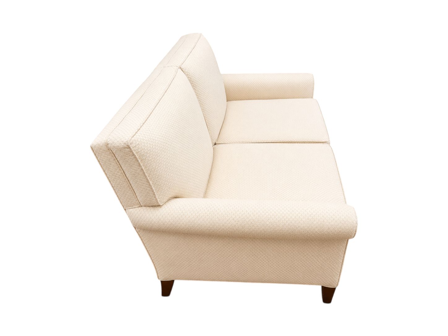 White Antique Patterned Fabric Loveseat - Image 3