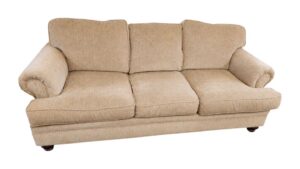 Sand Chenille Sofa with Classic Rolled Arms