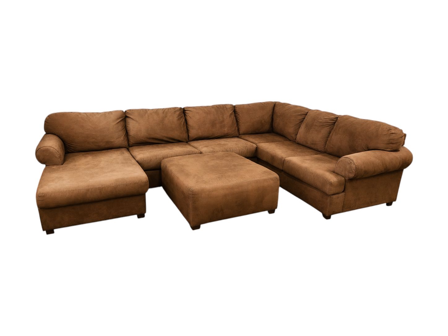 Sunkissed Cocoa Brown U-Shaped Sectional with Ottoman
