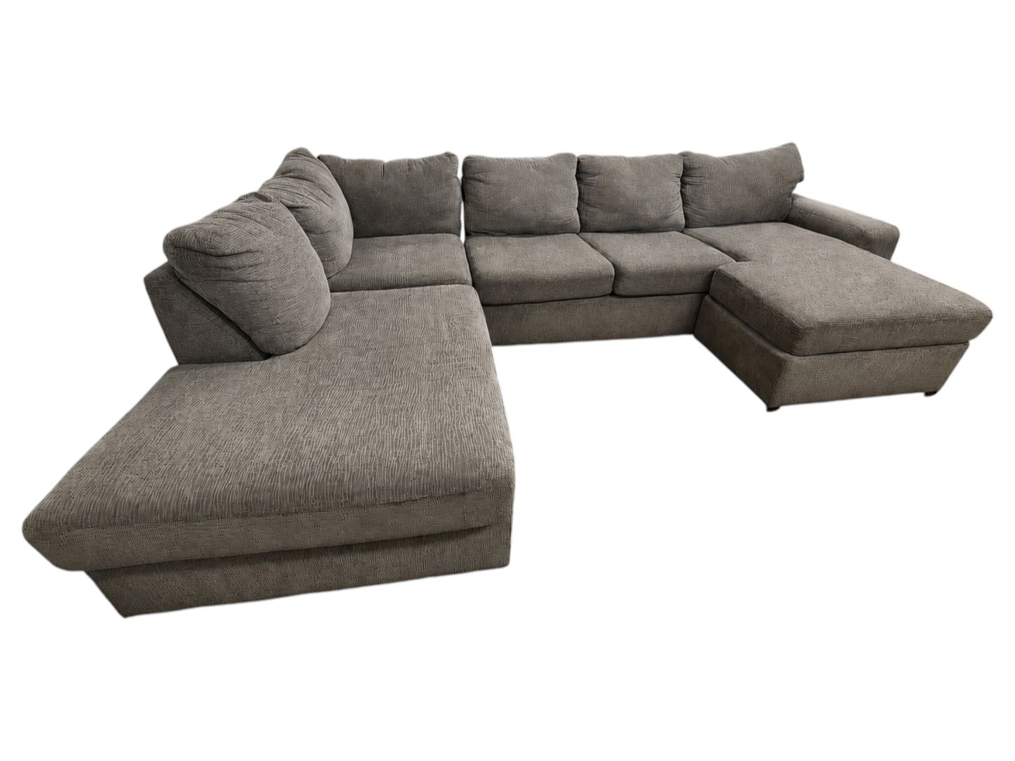 Large Gray Double Chaise Sectional with Movable Ottoman - Image 3