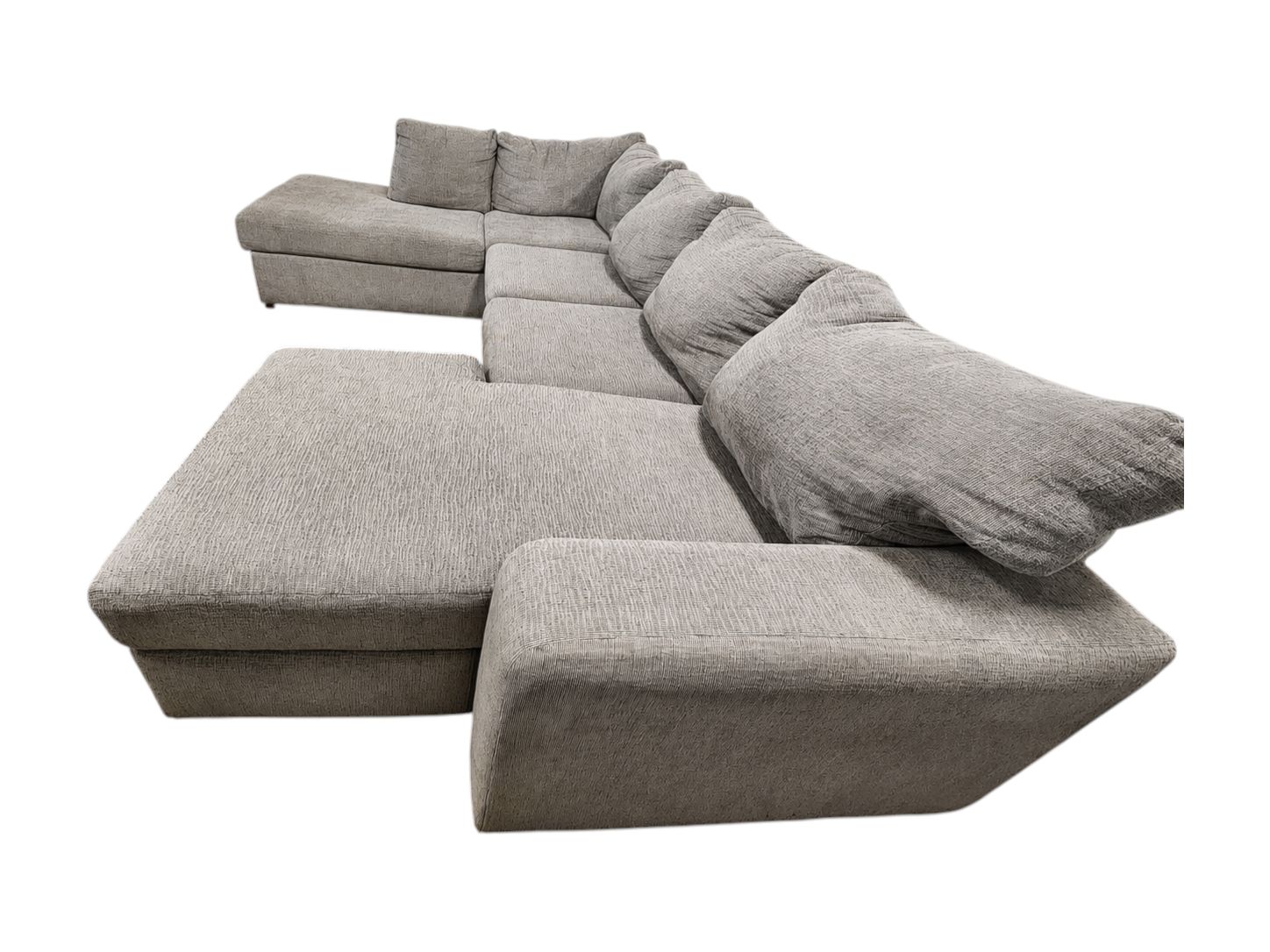 Large Gray Double Chaise Sectional with Movable Ottoman - Image 4