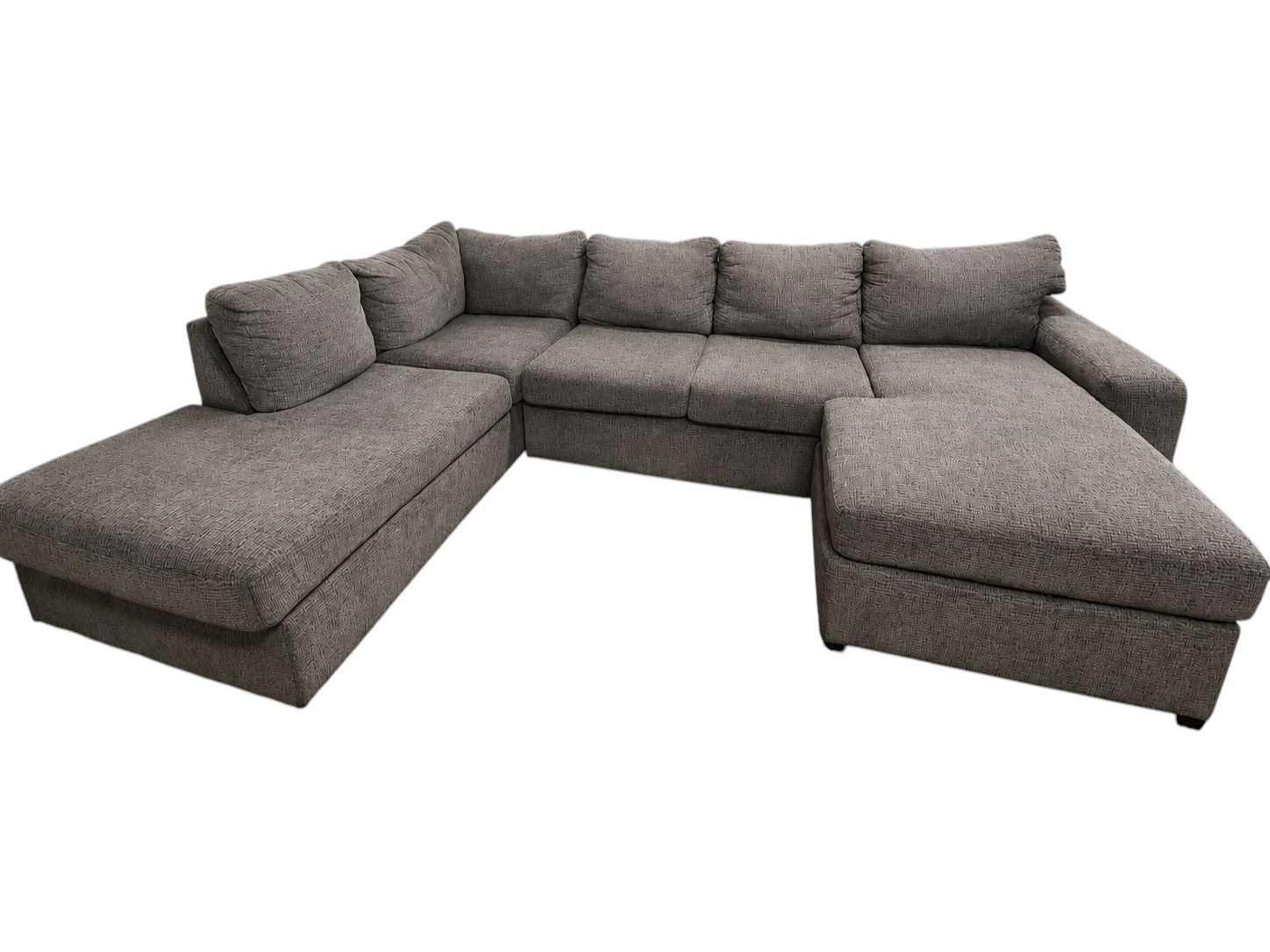 Large Gray Double Chaise Sectional with Movable Ottoman