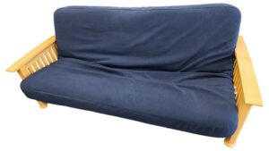 Blue Futon Sofa with Wooden Frame