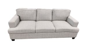 Gray & White Woven Fabric Sofa with Track Arms