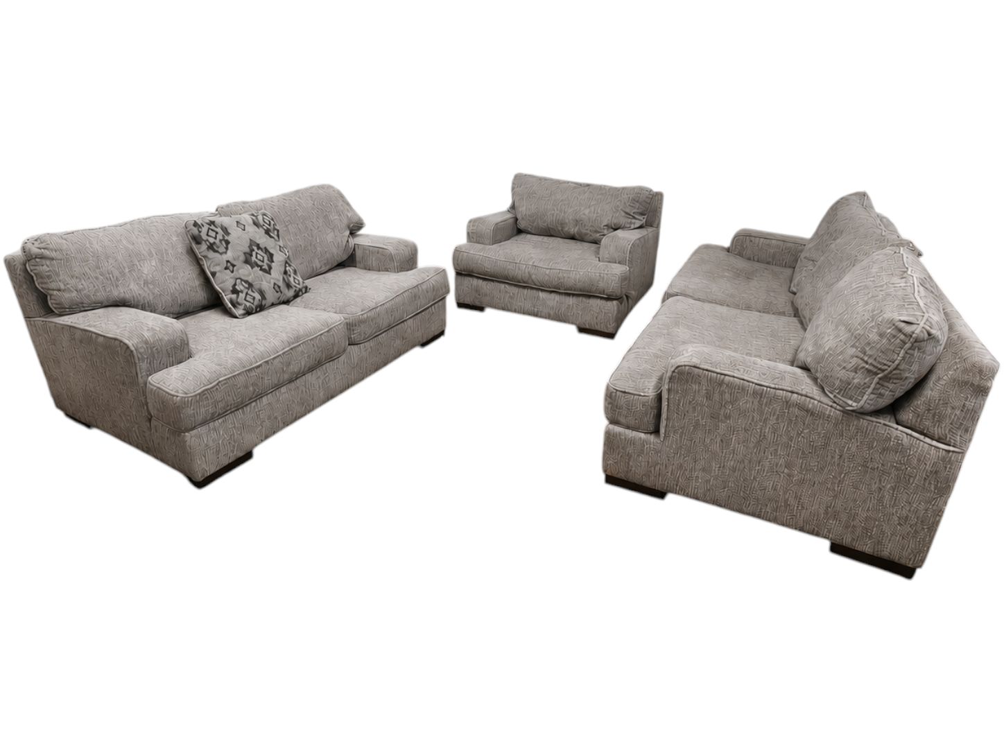 Ashley Furniture Gray Couch with Oversized Loveseat & Chair Set