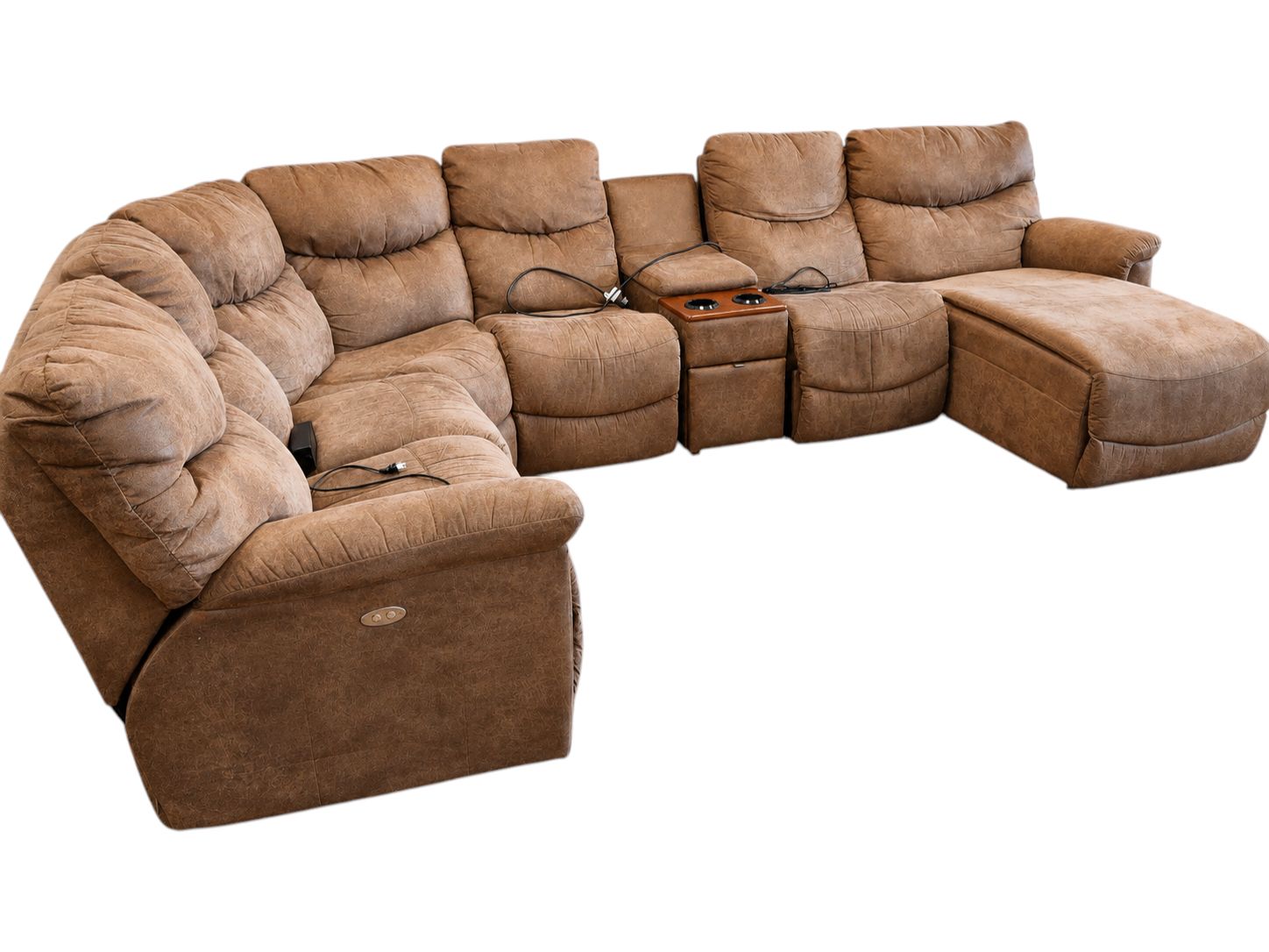 La-Z-Boy Brown Microfiber Modular Sectional with Storage & Chaise - Image 2