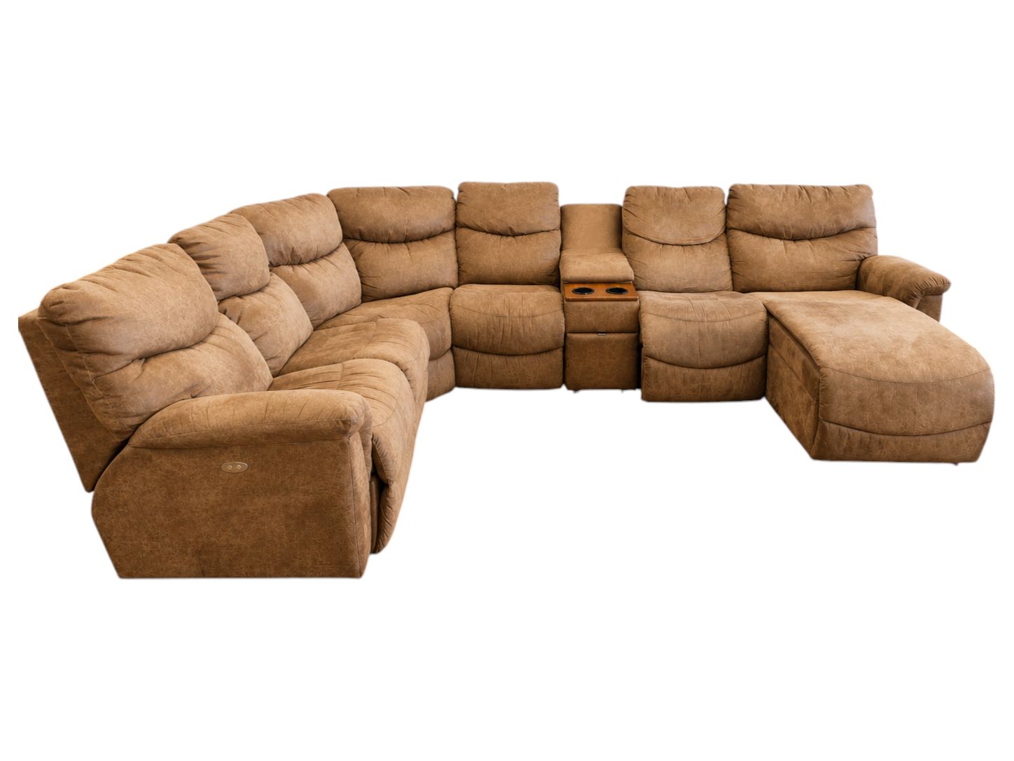 La-Z-Boy Brown Microfiber Modular Sectional with Storage & Chaise - Image 4