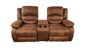Brown Loveseat Rocking Chair & Recliner with Storage Console