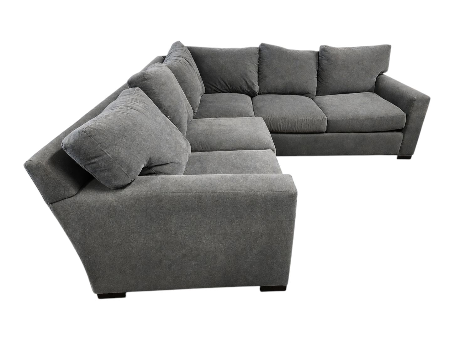 Crate & Barrel Smoky Gray Sectional with Feather Stuffed Oversized Cushions - Image 3