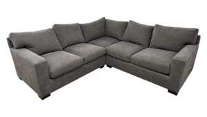 Crate & Barrel Smoky Gray Sectional with Feather Stuffed Oversized Cushions