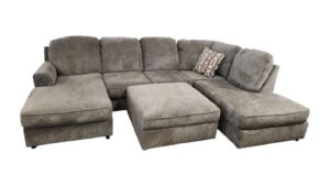 Ashley Furniture Gray Double Chaise Sectional with Storage Ottoman