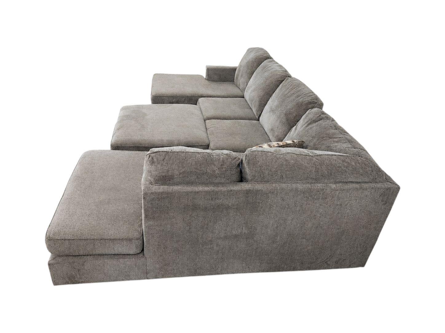Ashley Furniture Gray Double Chaise Sectional with Storage Ottoman - Image 5