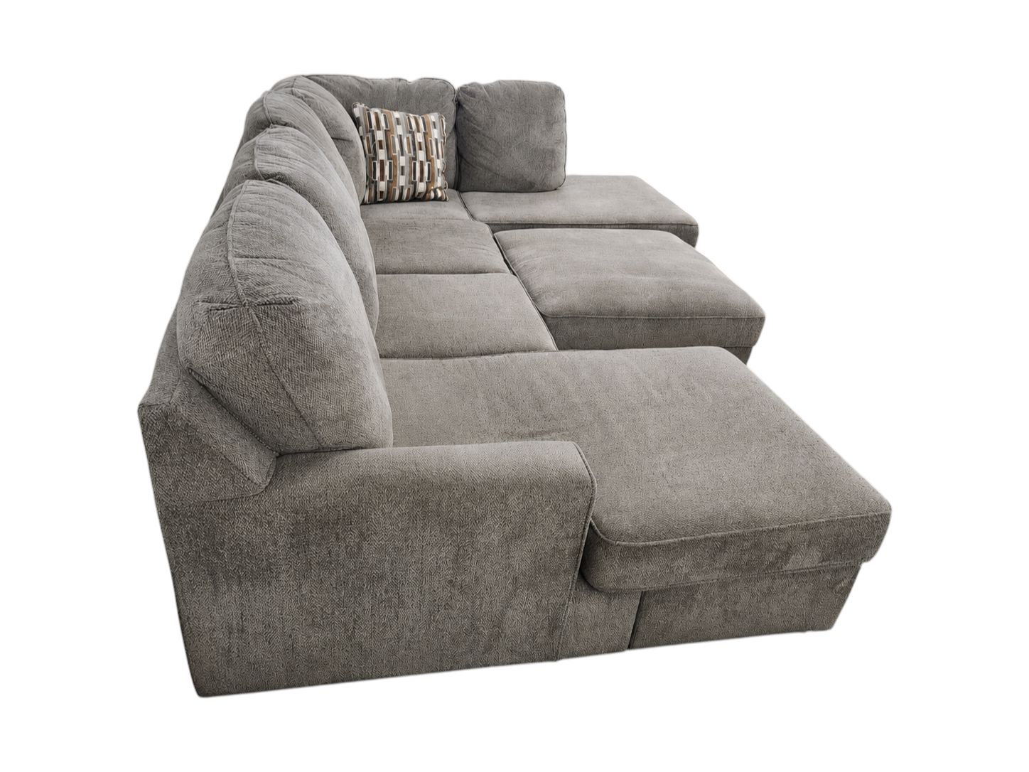Ashley Furniture Gray Double Chaise Sectional with Storage Ottoman - Image 4