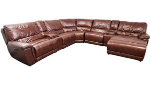 Newly-Made Brown Leather Reclining Sectional with Chaise