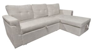 IKEA White Small LAF Storage Chaise Sectional with Pullout