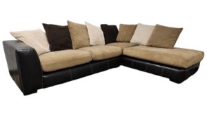 Multi-Colored Sectional with Overstuffed Cushions