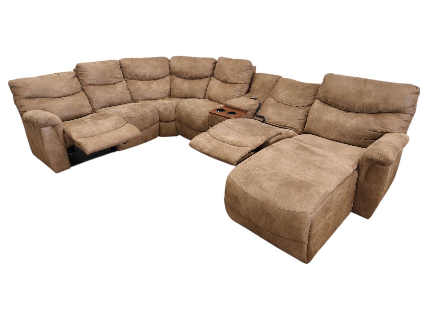 La-Z-Boy Brown Microfiber Modular Sectional with Storage & Chaise