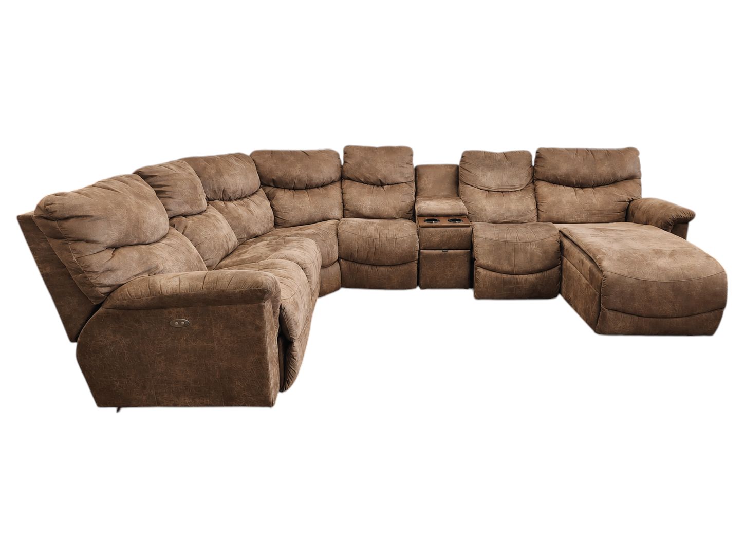 La-Z-Boy Brown Microfiber Modular Sectional with Storage & Chaise - Image 3