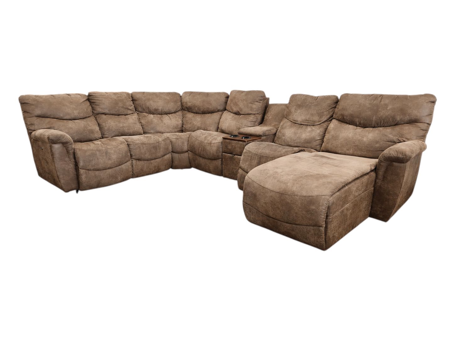 La-Z-Boy Brown Microfiber Modular Sectional with Storage & Chaise - Image 4