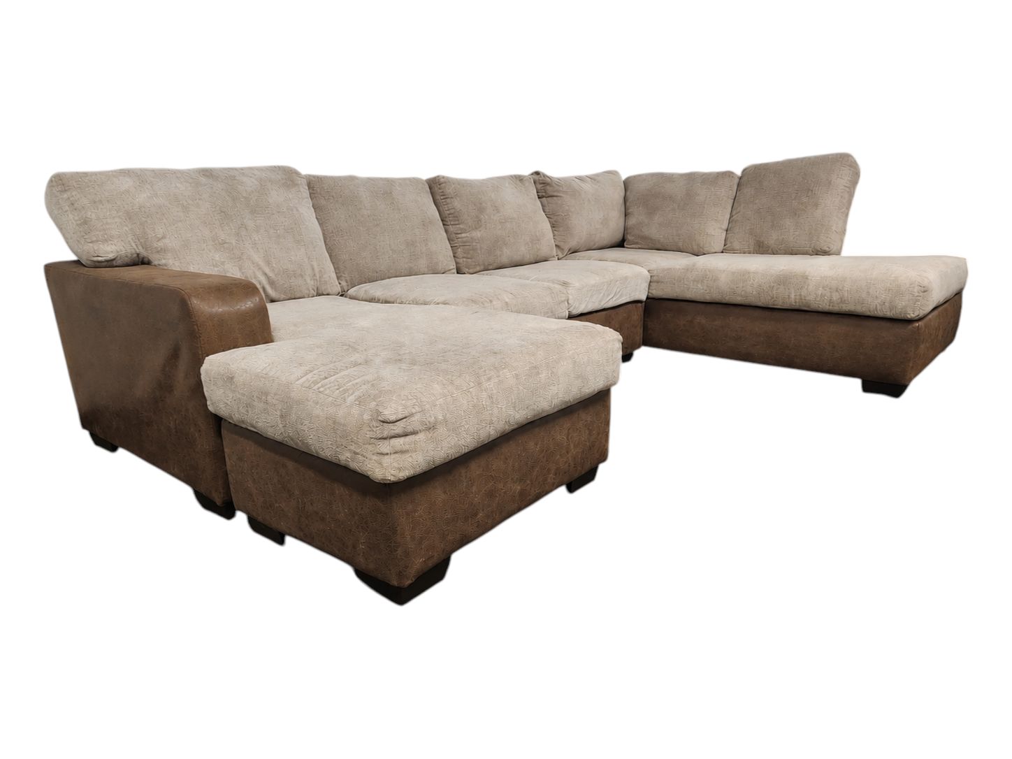 Multi-Beige U-Shaped Sectional with Reversible Chaise - Image 2