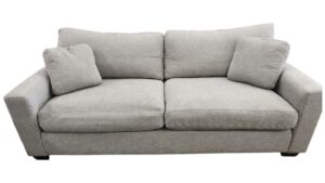 Plush Light Gray Feather-Filled Loveseat