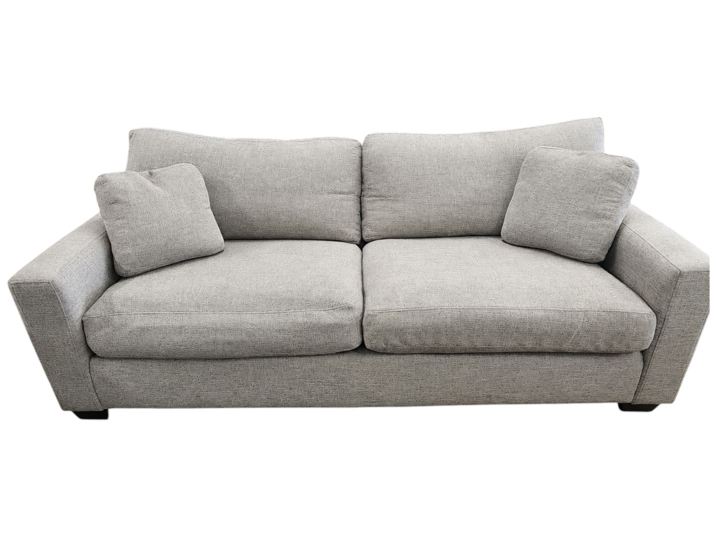 Plush Light Gray Feather-Filled Loveseat