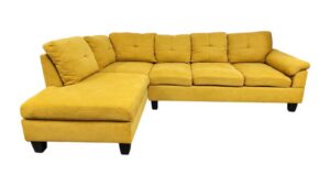 Burnt Yellow Mid-Century Sectional with Chaise