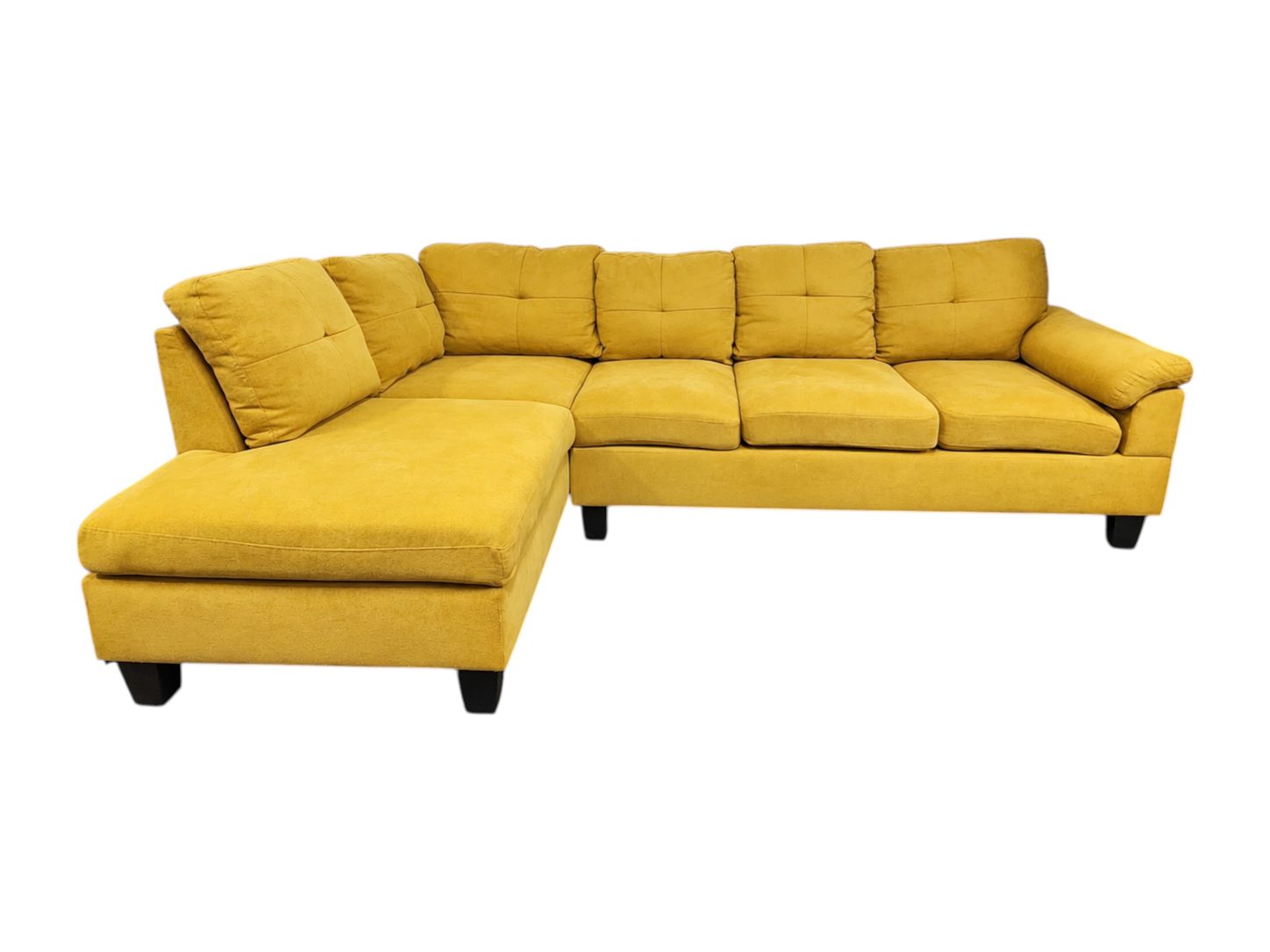 Burnt Yellow Mid-Century Sectional with Chaise