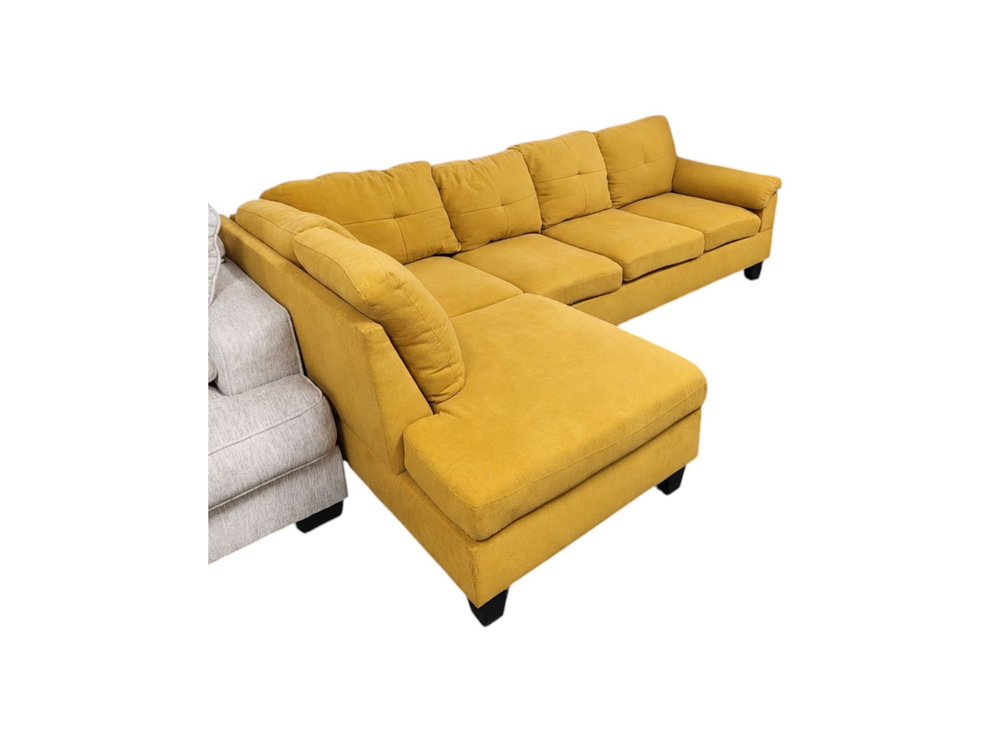 Burnt Yellow Mid-Century Sectional with Chaise - Image 4