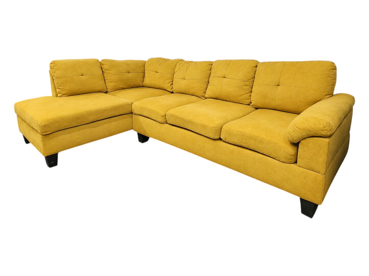 Burnt Yellow Mid-Century Sectional with Chaise - Image 2