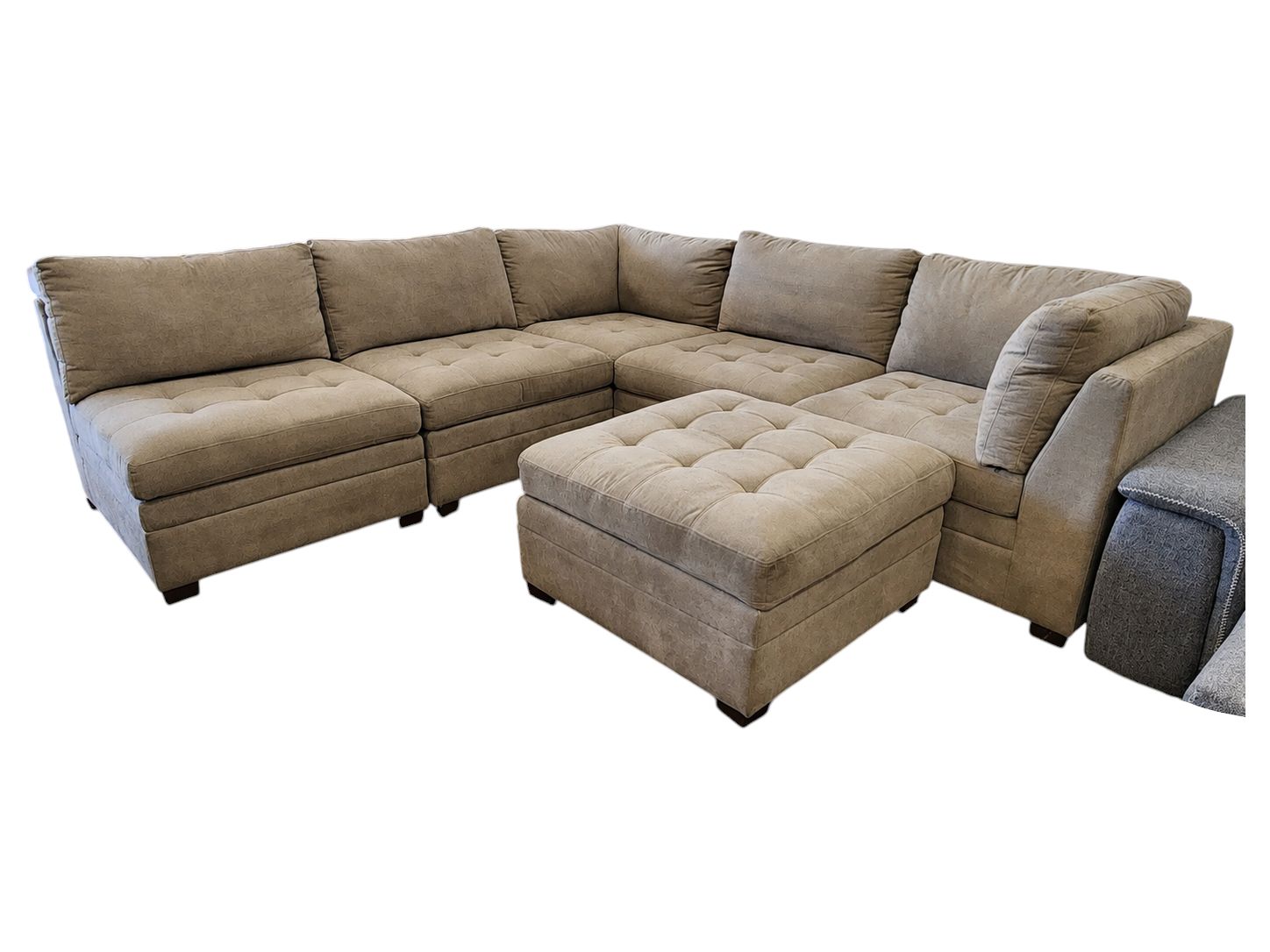 Large Modular Light Gray Sectional with Storage Ottoman - Image 3