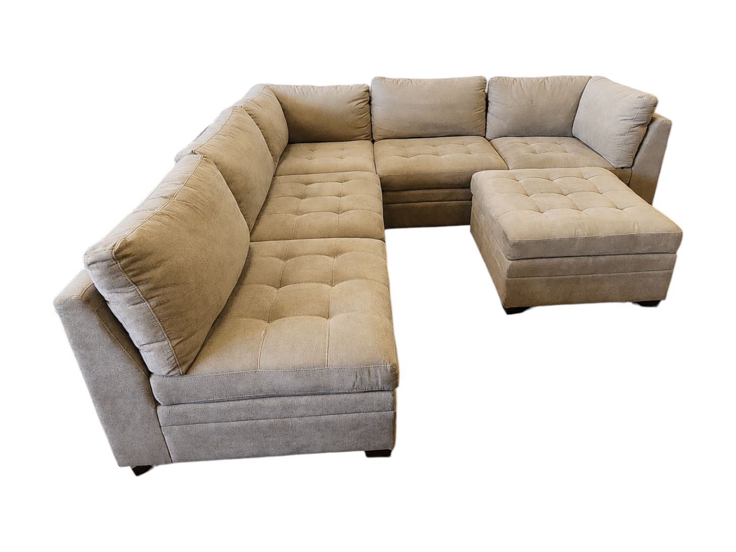 Large Modular Light Gray Sectional with Storage Ottoman