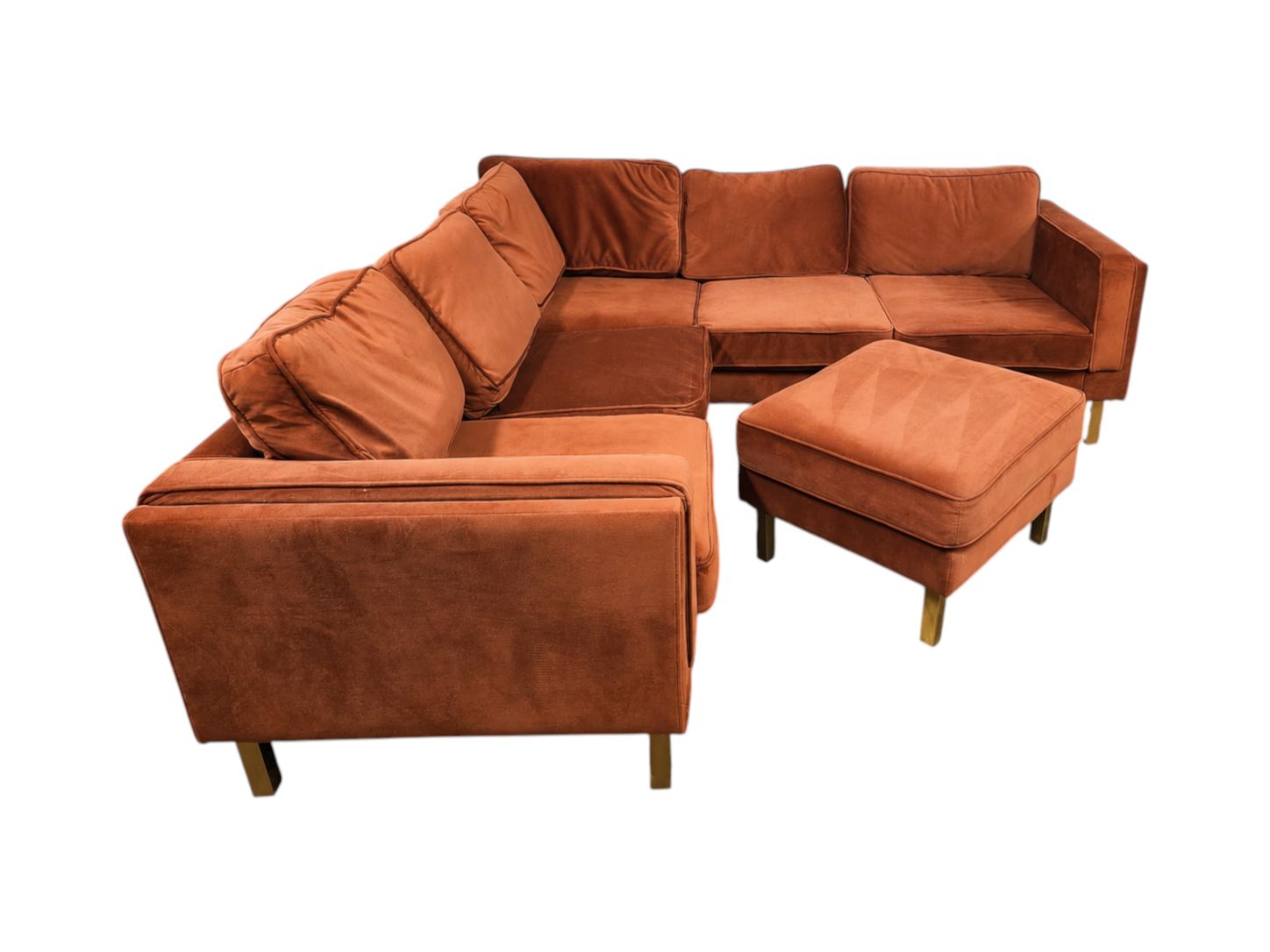 Eddie Finch Furniture Burnt Orange Sectional - Image 3