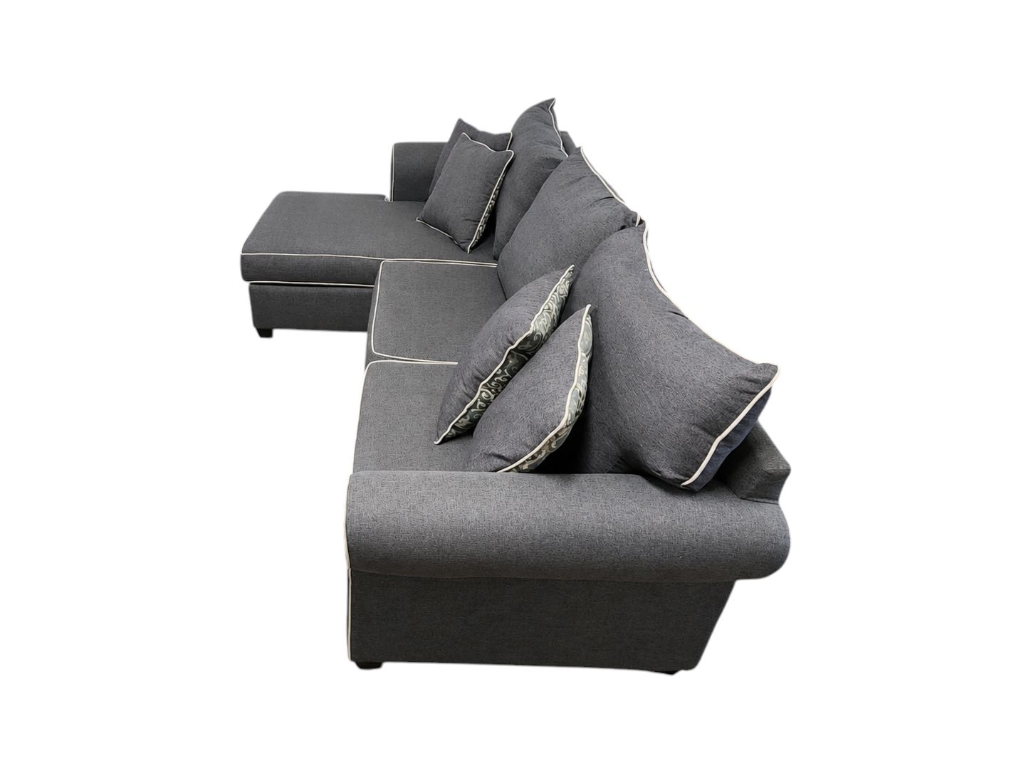 Washington Furniture Charcoal with White Outline Sectional - Image 4