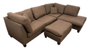 Brown L-Shaped 3pc Sectional with Ottoman