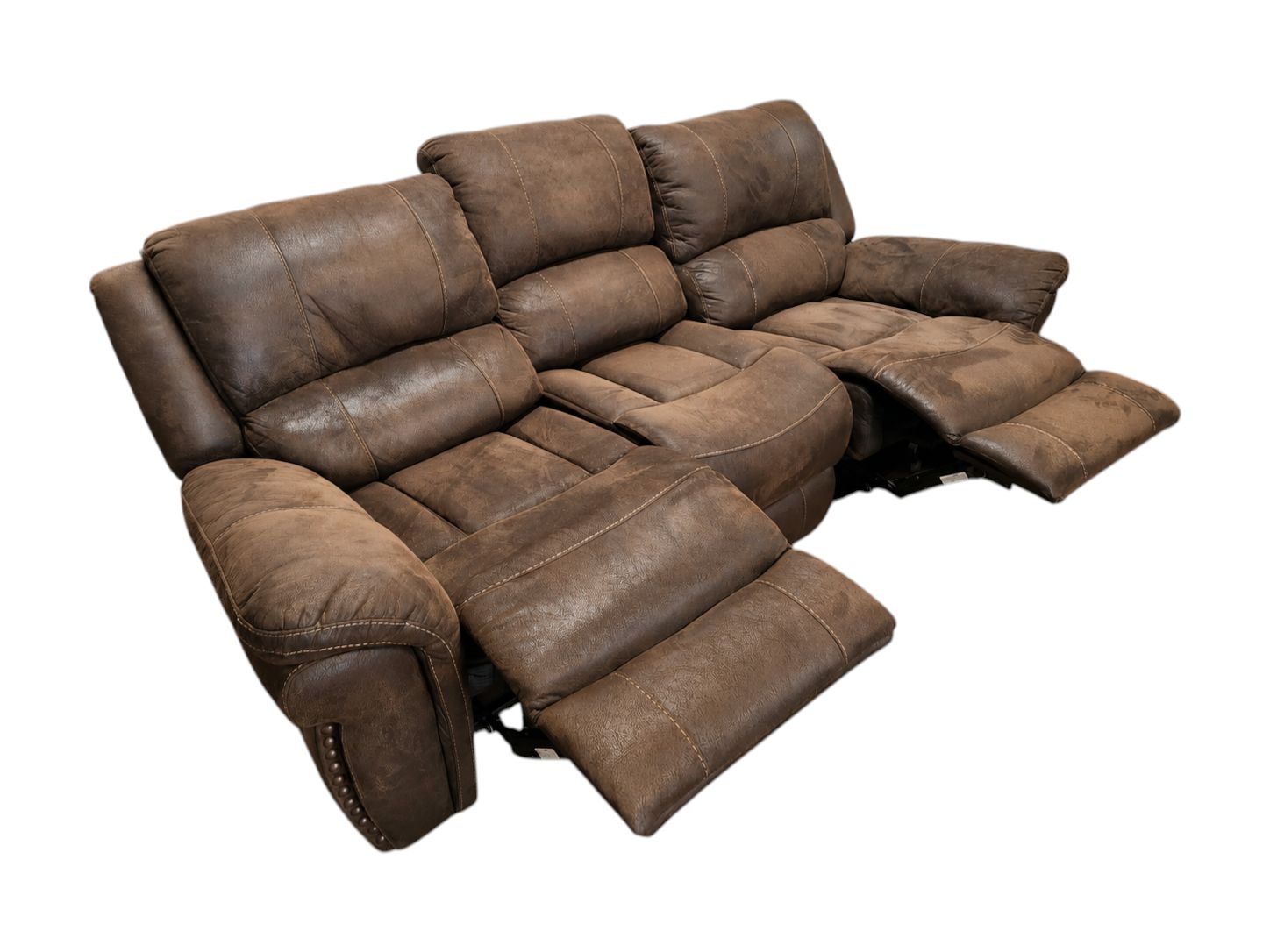 Stuffed Brown Manual Recliner Couch - Image 6