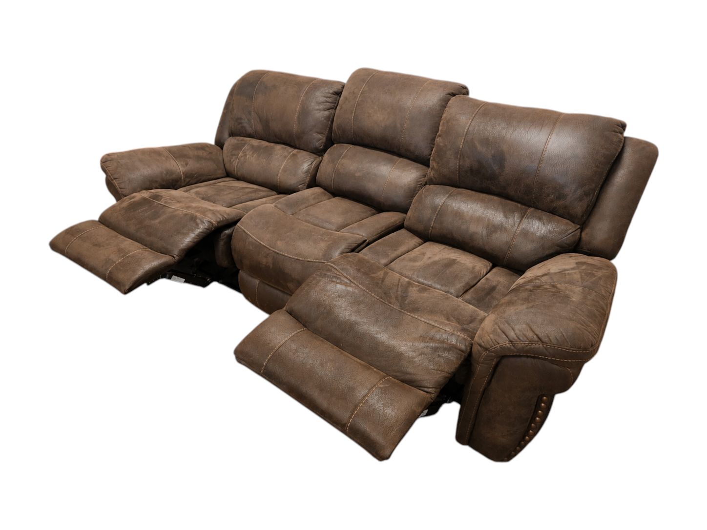 Stuffed Brown Manual Recliner Couch - Image 7