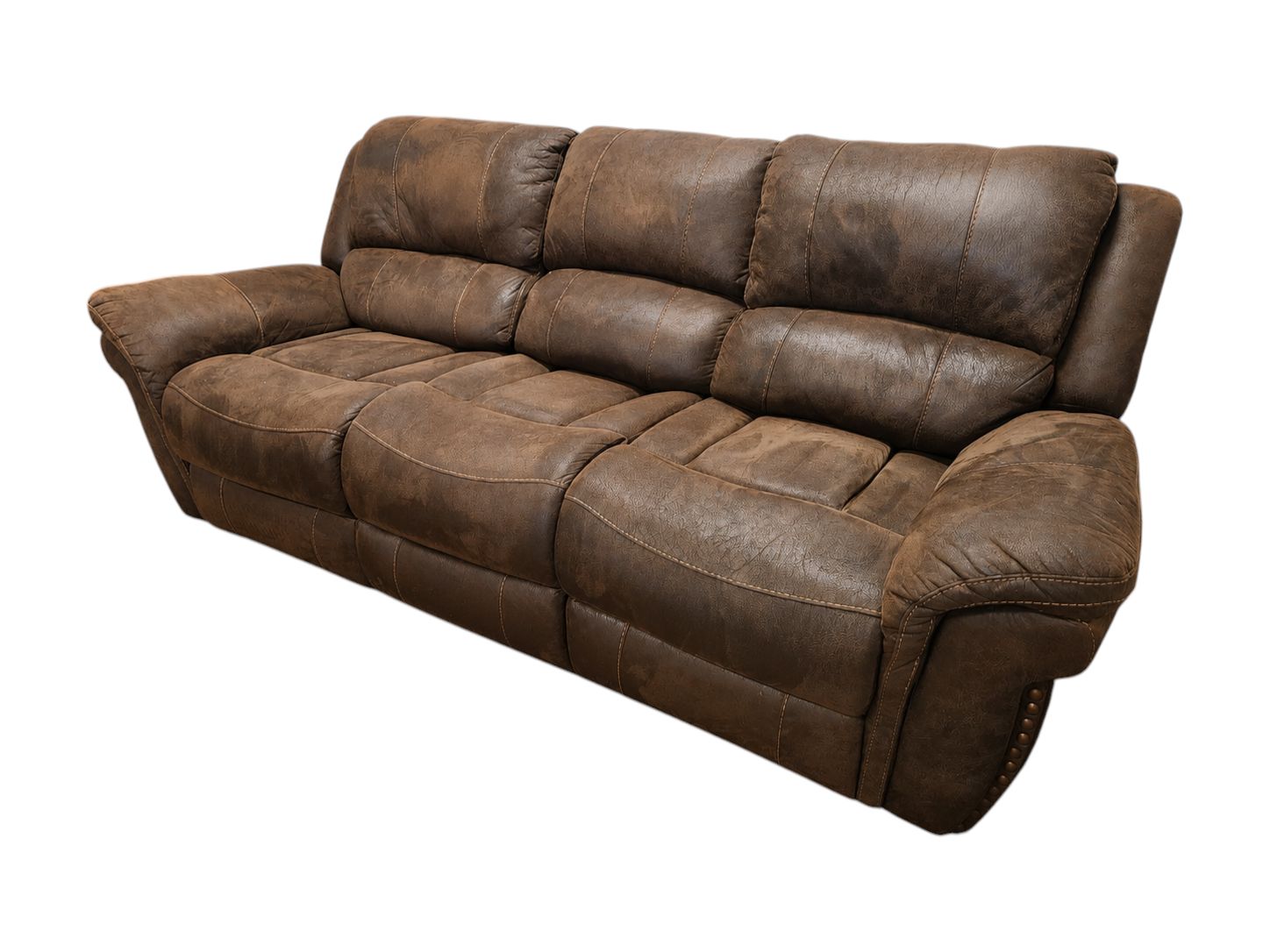 Stuffed Brown Manual Recliner Couch