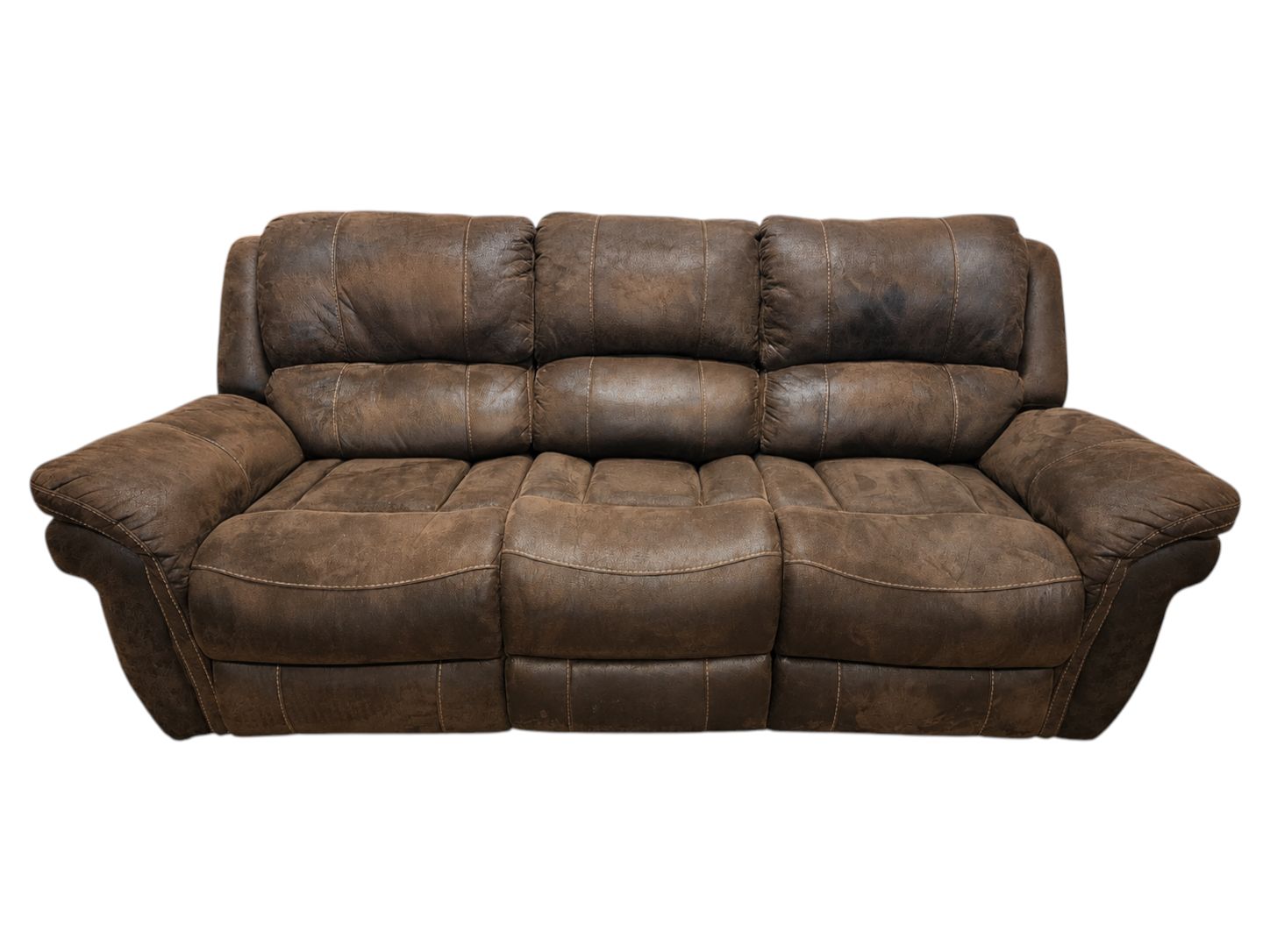 Stuffed Brown Manual Recliner Couch - Image 2
