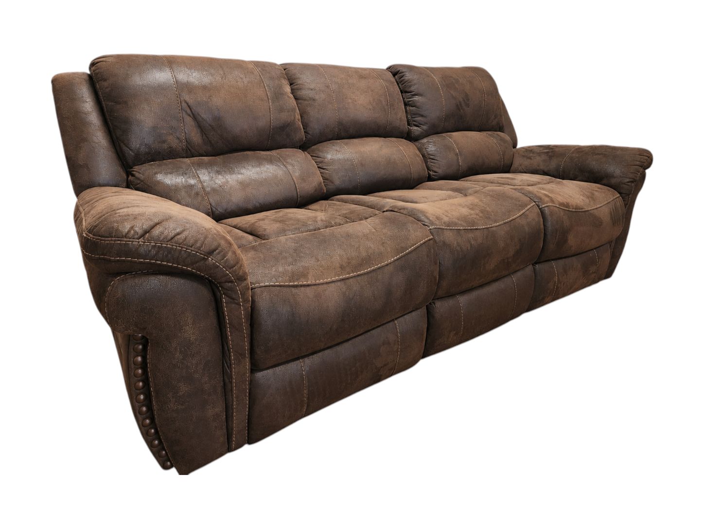 Stuffed Brown Manual Recliner Couch - Image 3