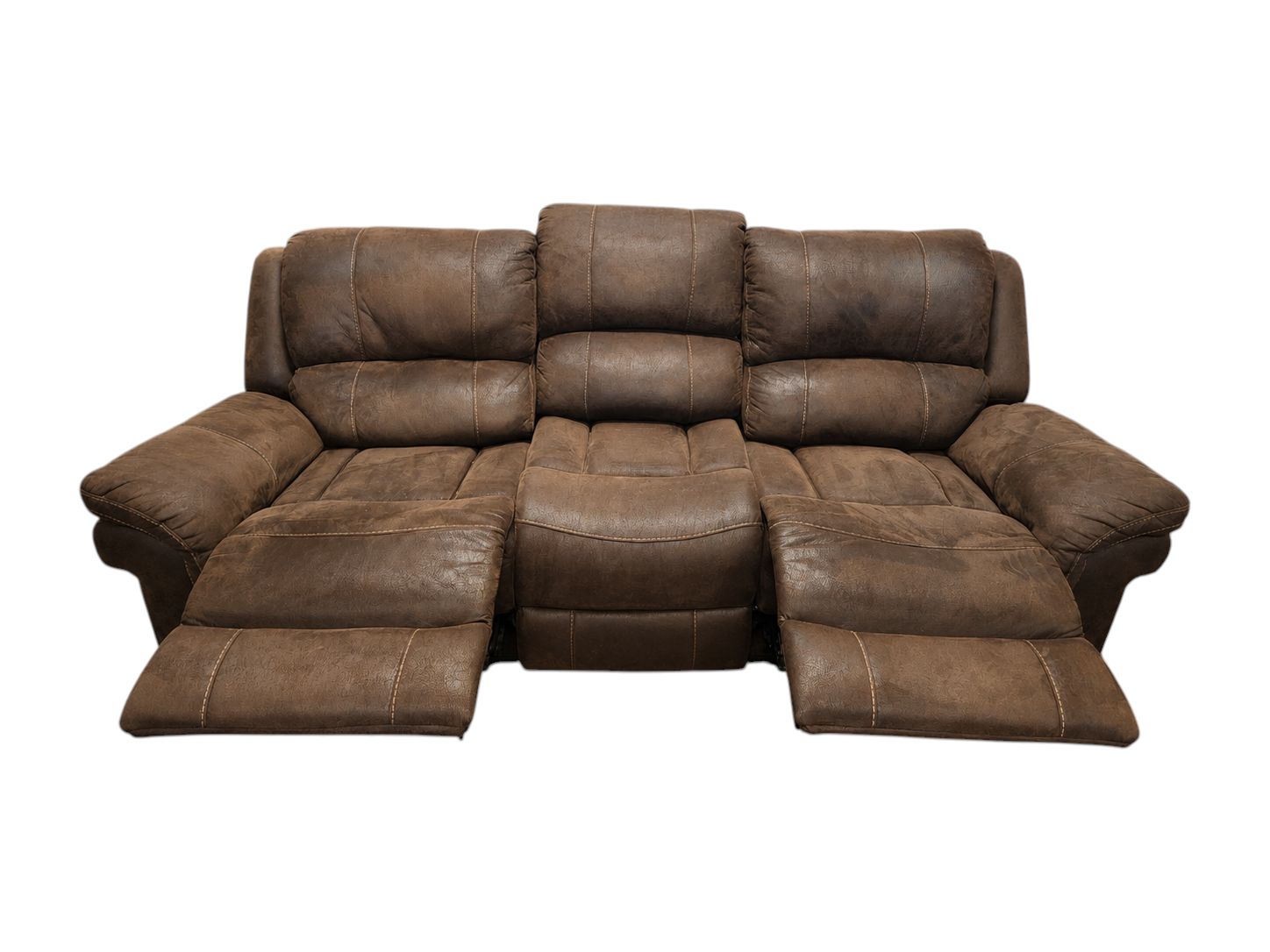 Stuffed Brown Manual Recliner Couch - Image 5