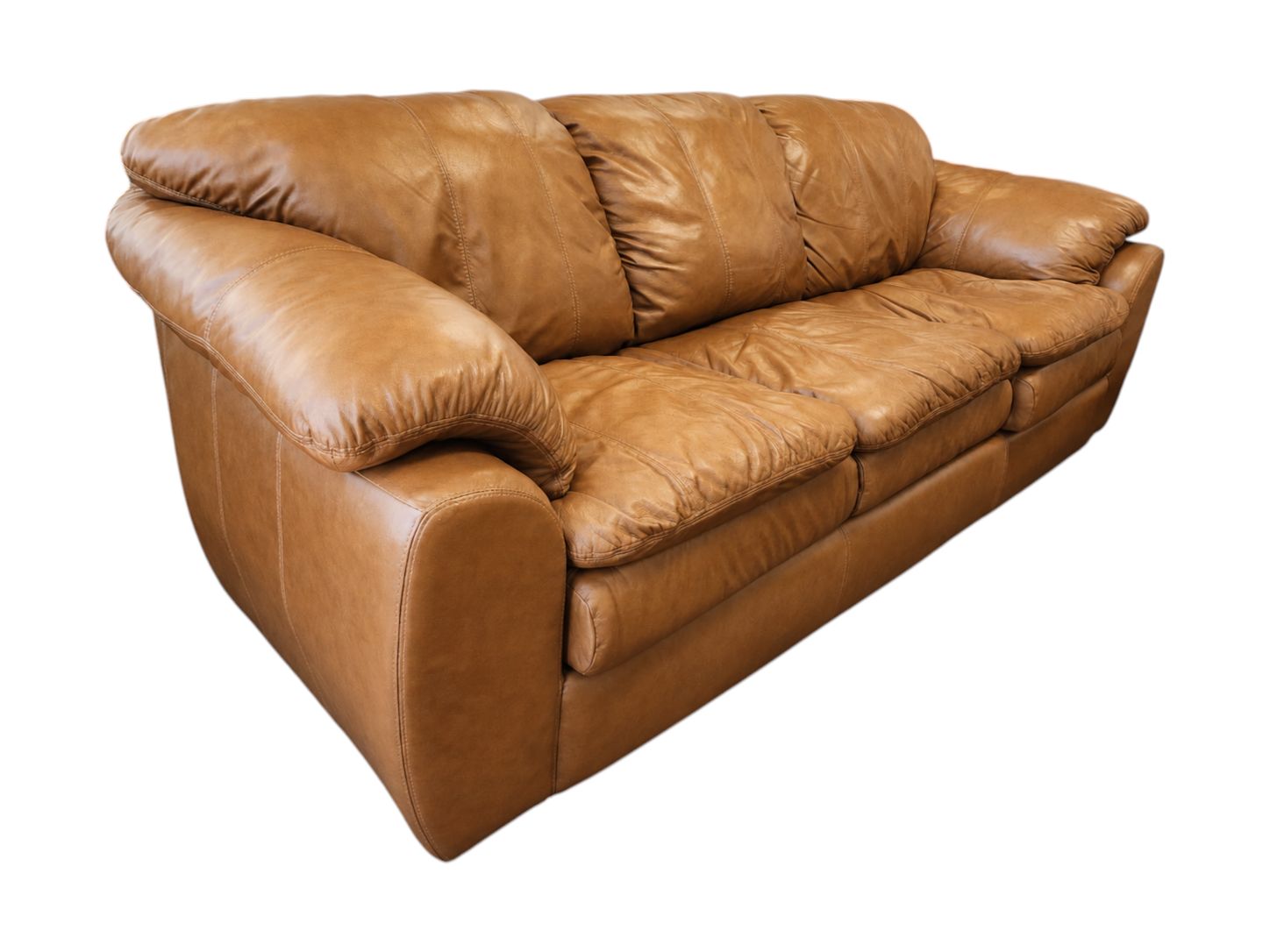 Caramel Leather 3-Seat Couch - Image 3
