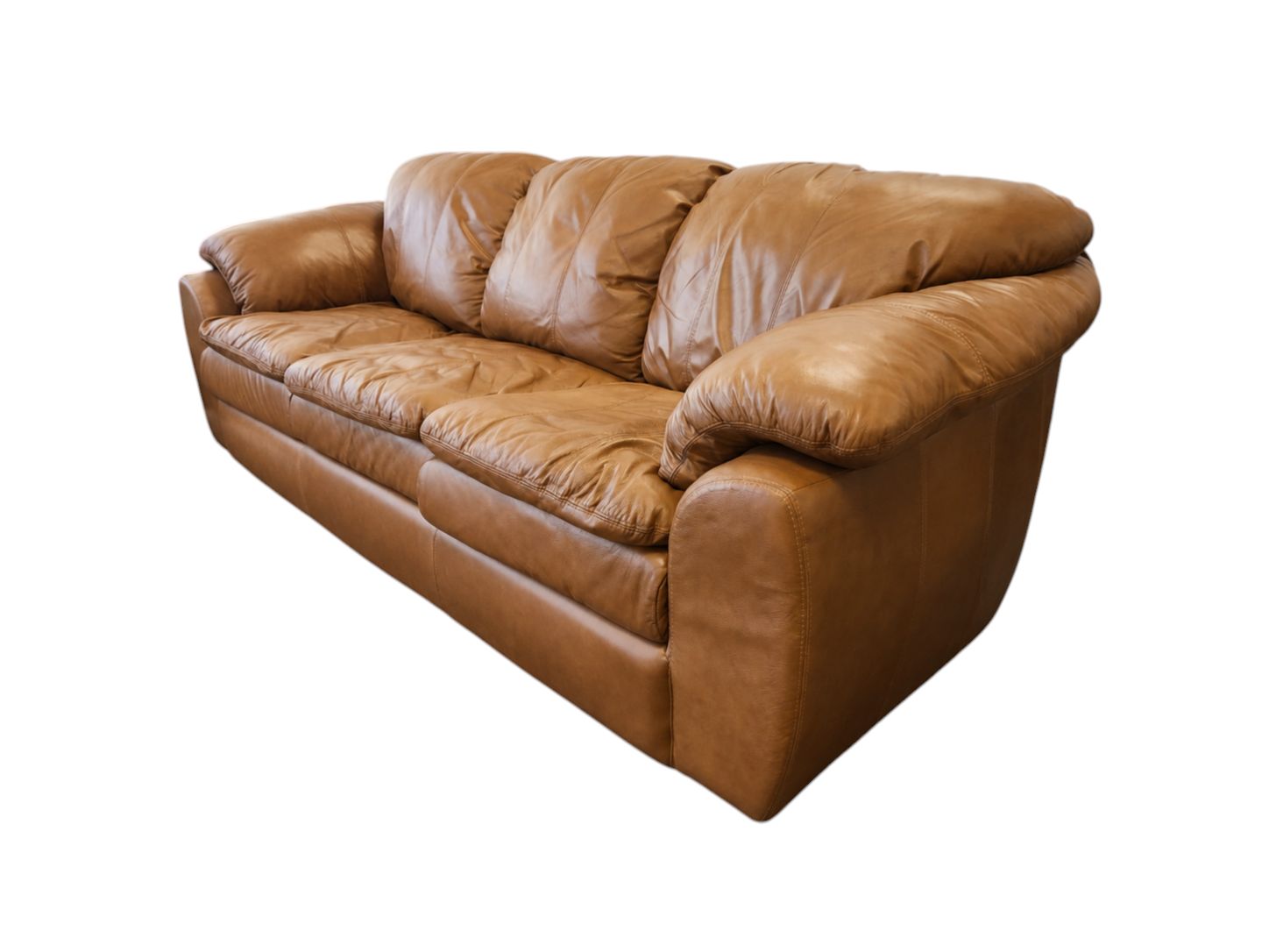 Caramel Leather 3-Seat Couch - Image 4